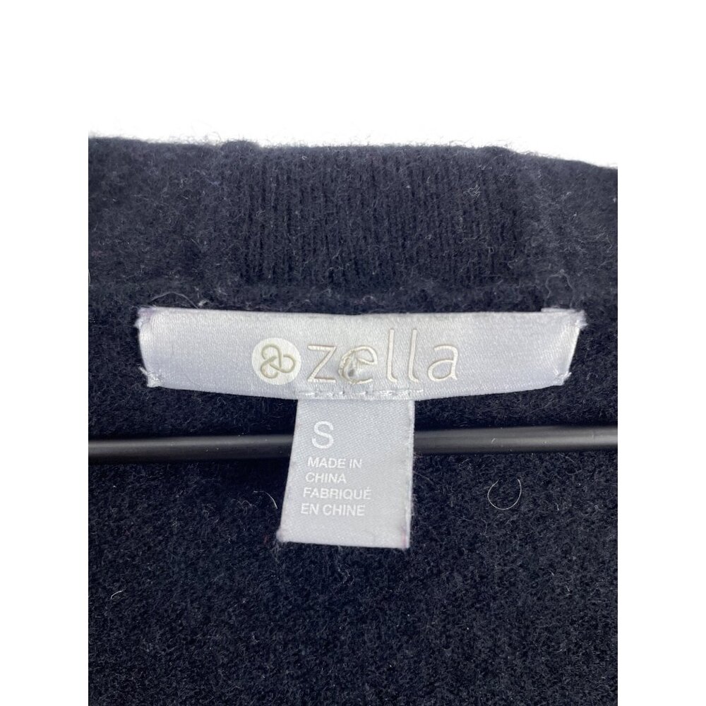 Zella Women's Small Cashmere Wool Hooded Open Front Cardigan Sweater Black - Picture 4 of 9
